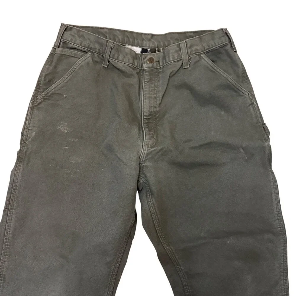 Vintage Carhartt Mens Flannel-Lined Original Fit Work Pants 34x31 Green Cotton‎